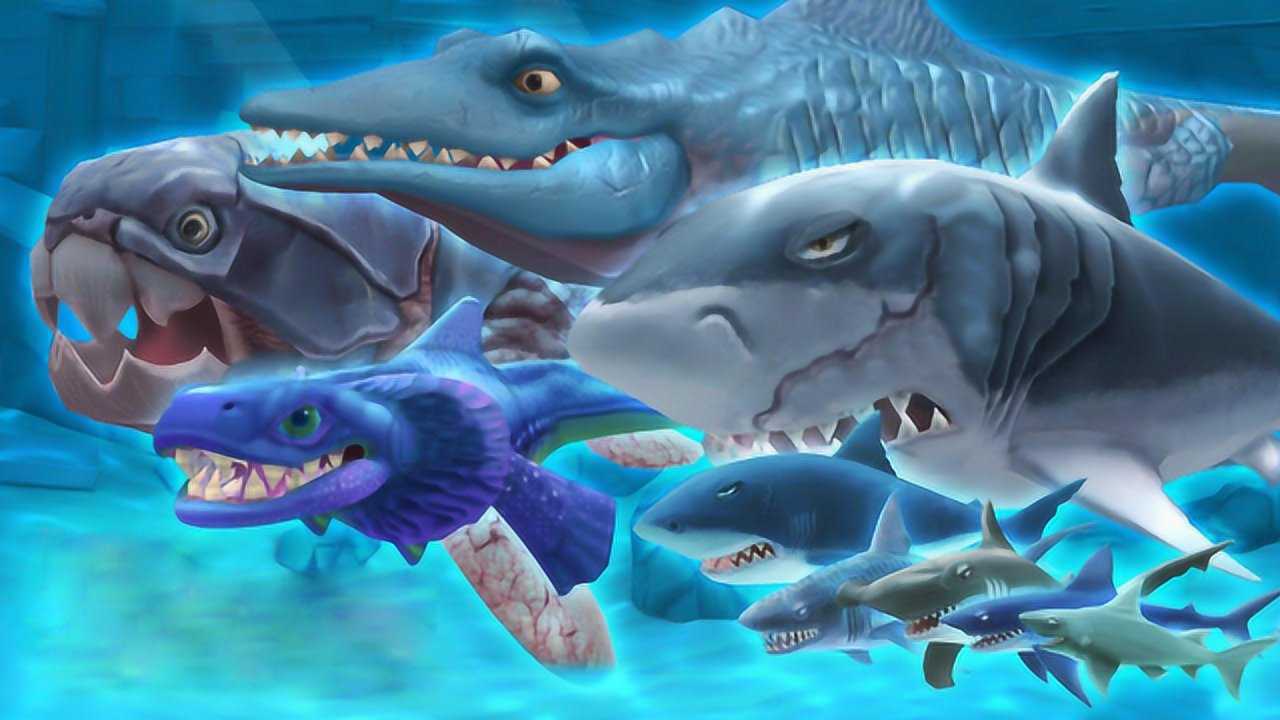 饥饿鲨进化解锁狼人鲨鱼饥饿的鲨鱼进入南极吃冰块