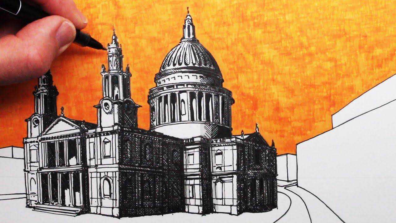 素描艺术画:画圣保罗大教堂
