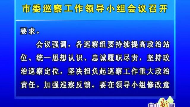 市委巡察工作领导小组会议召开