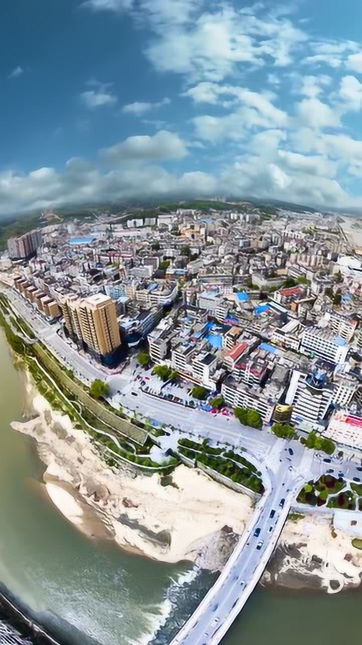 航拍湖北黄冈市罗田县是一个八山一水一分田的山区景色美