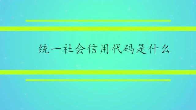 统一社会信用代码是什么