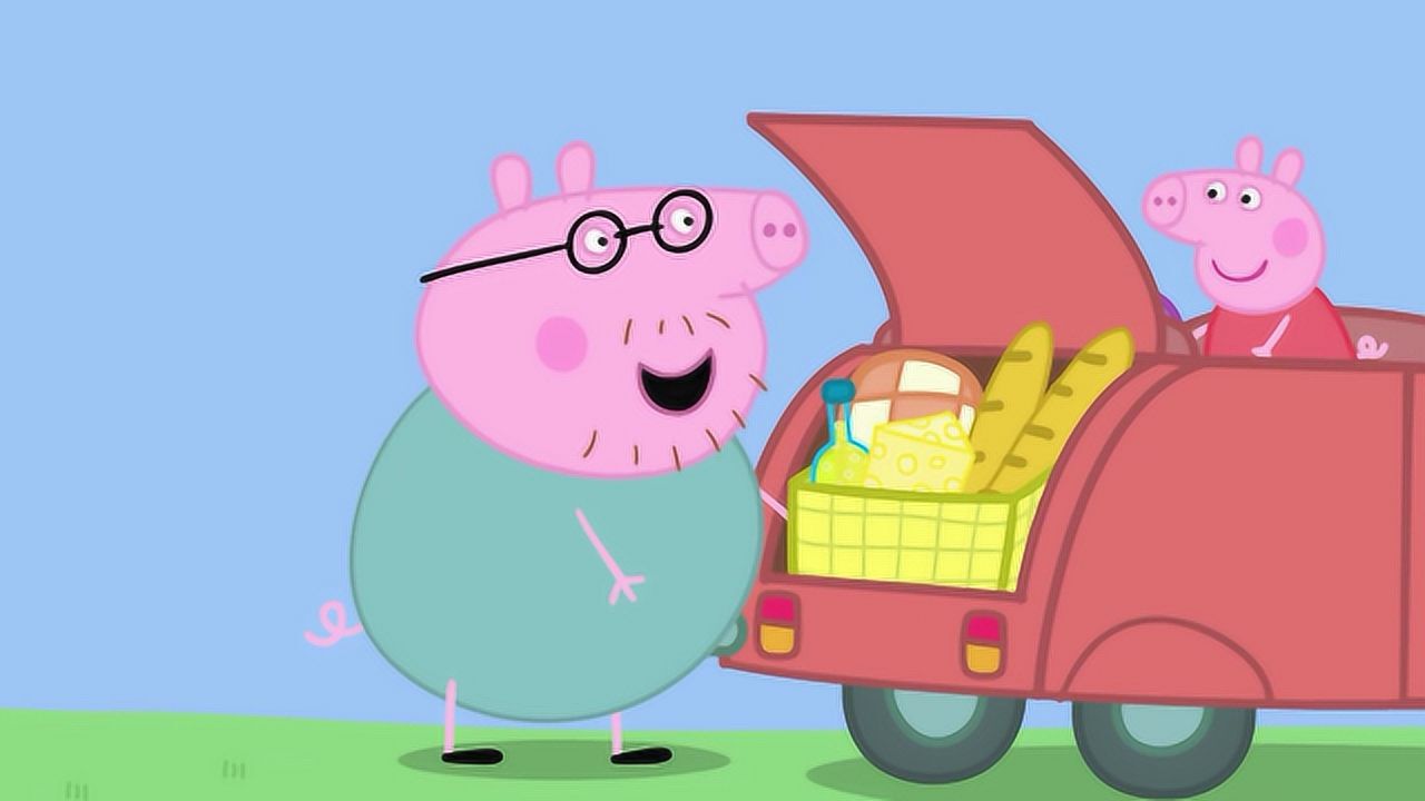 简笔画:猪爸爸带着佩奇去郊外旅游!