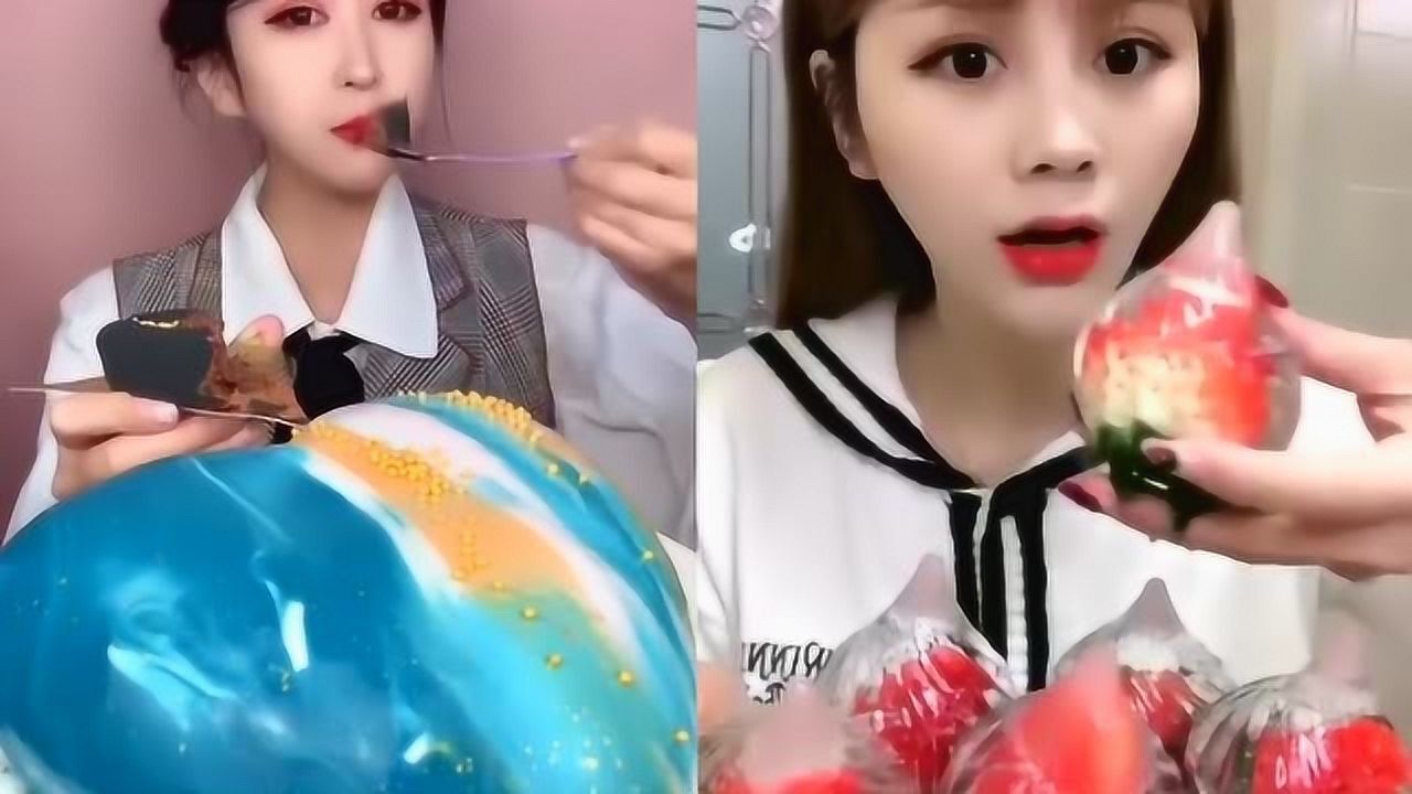 大胃王吃播：小姐姐吃自制爆浆蛋糕，各种口味任意选！_高清
