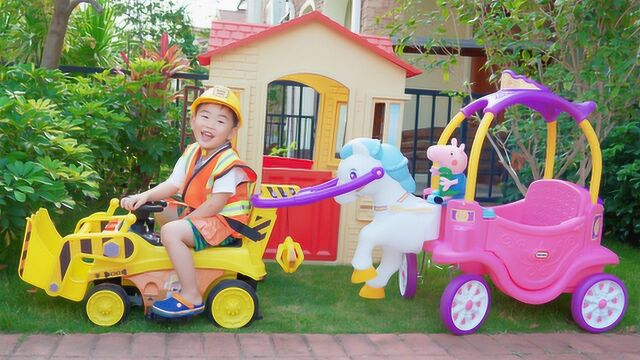 枫枫玩具  汪汪队推土车枫枫出发 救援摔倒的佩奇乔治