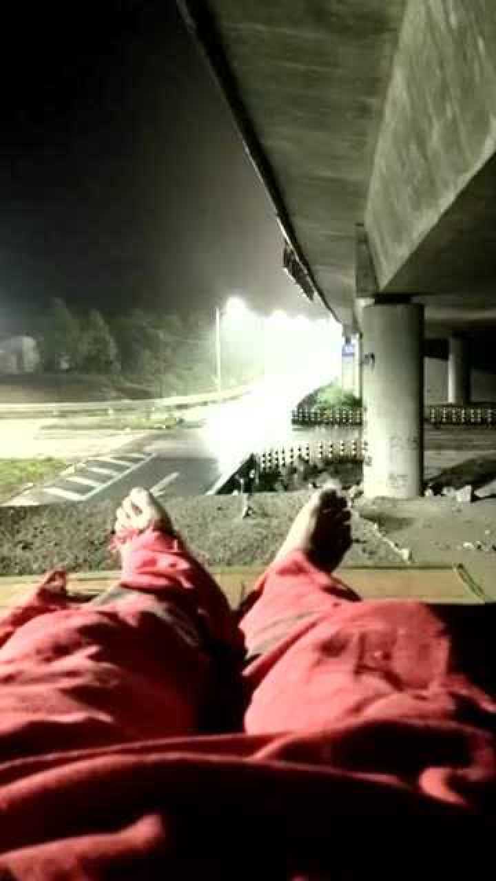 这就是农民工的生活每天就睡桥洞子看着就可怜