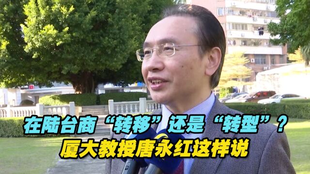 在陆台商“转移”还是“转型”?厦大教授唐永红这样说