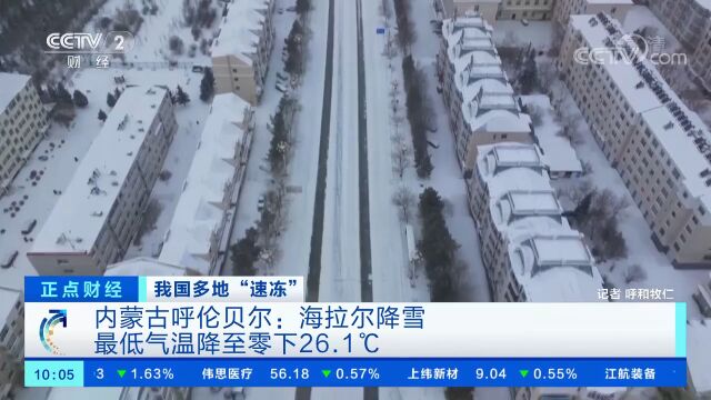 内蒙古呼伦贝尔:海拉尔降雪,最低气温降至零下26.1℃