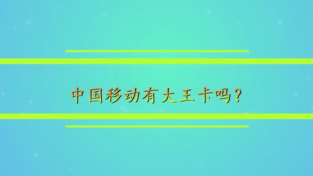 中国移动有大王卡吗?