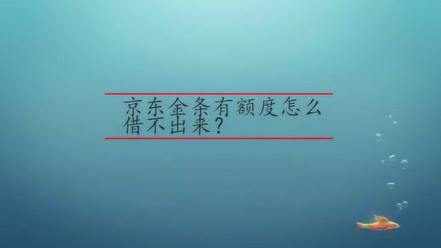 京东金条有额度借不出来怎么办?