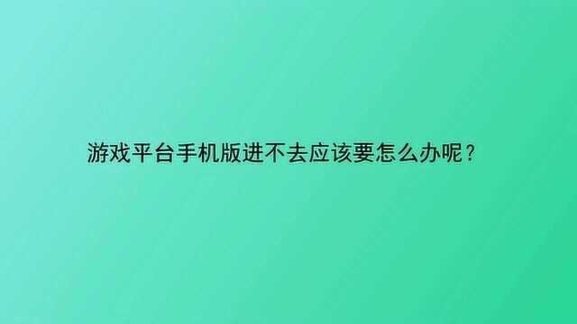 游戏平台手机版进不去应该要怎么办呢?