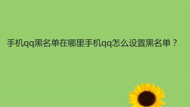 手机qq黑名单在哪里手机qq怎么设置黑名单?