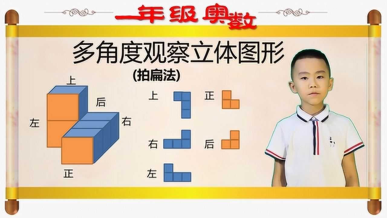 一年级奥数,多角度观察立体图形,小孩自己看视频也可以学会