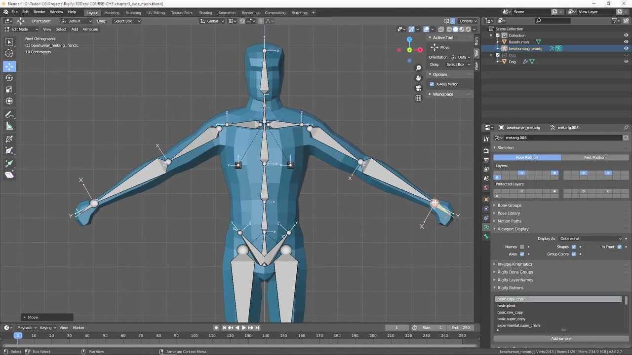 blender种rigify插件角色骨骼动画视频教程