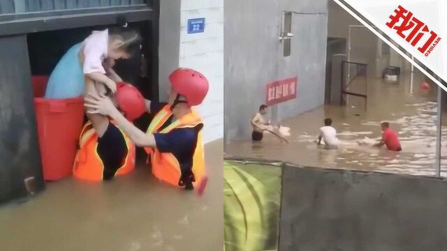 湖北荆门暴雨致一乡镇被淹:水位最深达两米 猪在水中挣扎求生