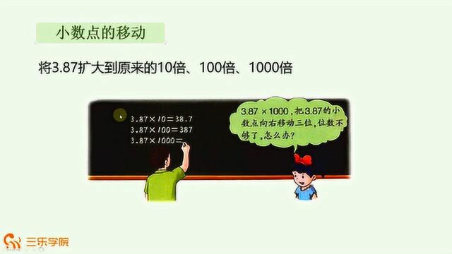 小数点是如何移动的呢,每扩大10倍,小数点就向右移动一位