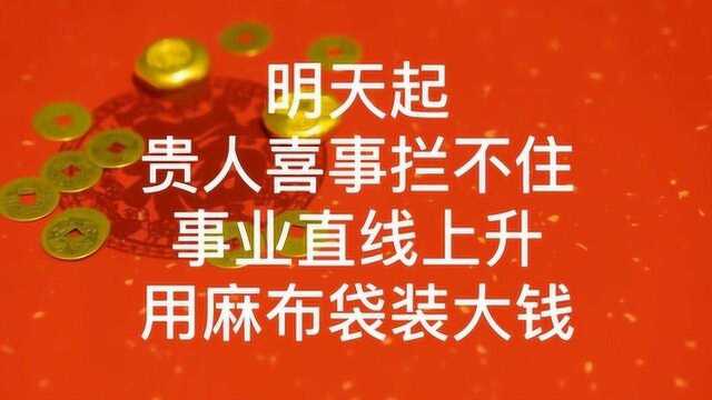 明天起,贵人、喜事拦不住,事业直线上升,用麻布袋装大钱