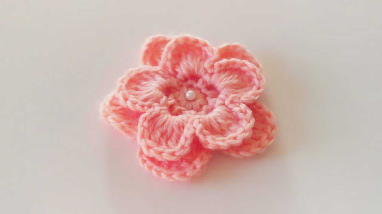 「钩针编织」简单又漂亮的立体五瓣花!