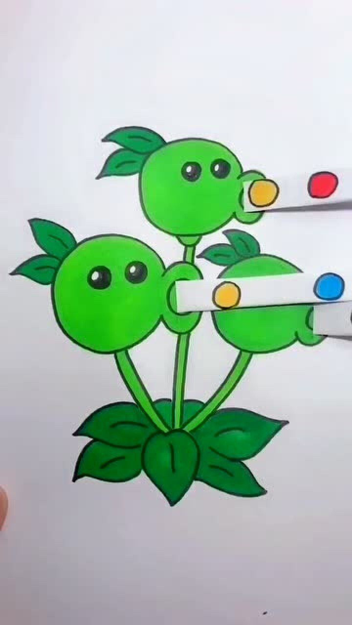 豌豆射手简笔画看一遍就会