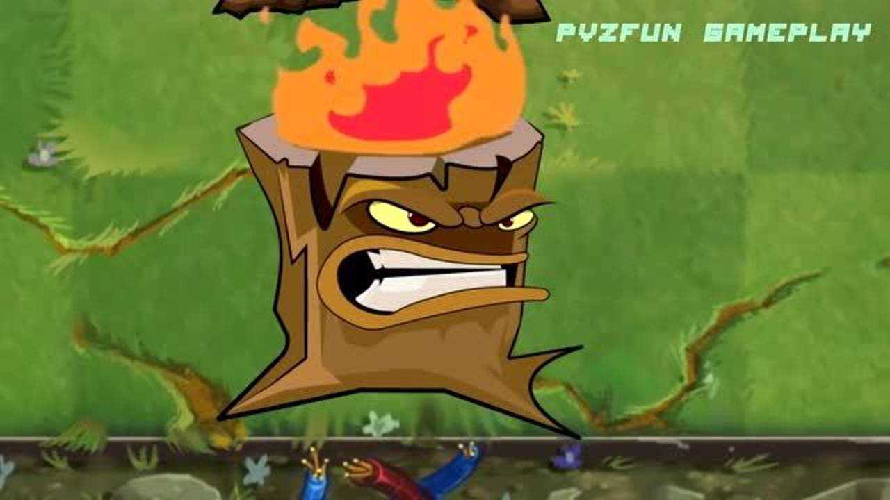 植物大战僵尸僵尸攻击火炬树桩