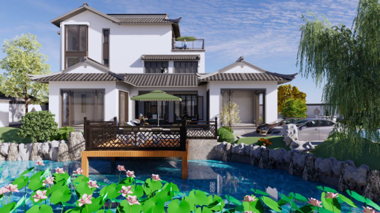 荷塘月色就是我家,现代苏式四合院园林别墅——润润四合院设计