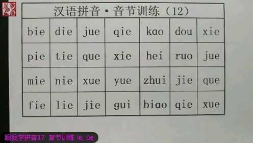 跟我學拼音17重點訓練ieüe學拼音的主要目的是學拼音文字