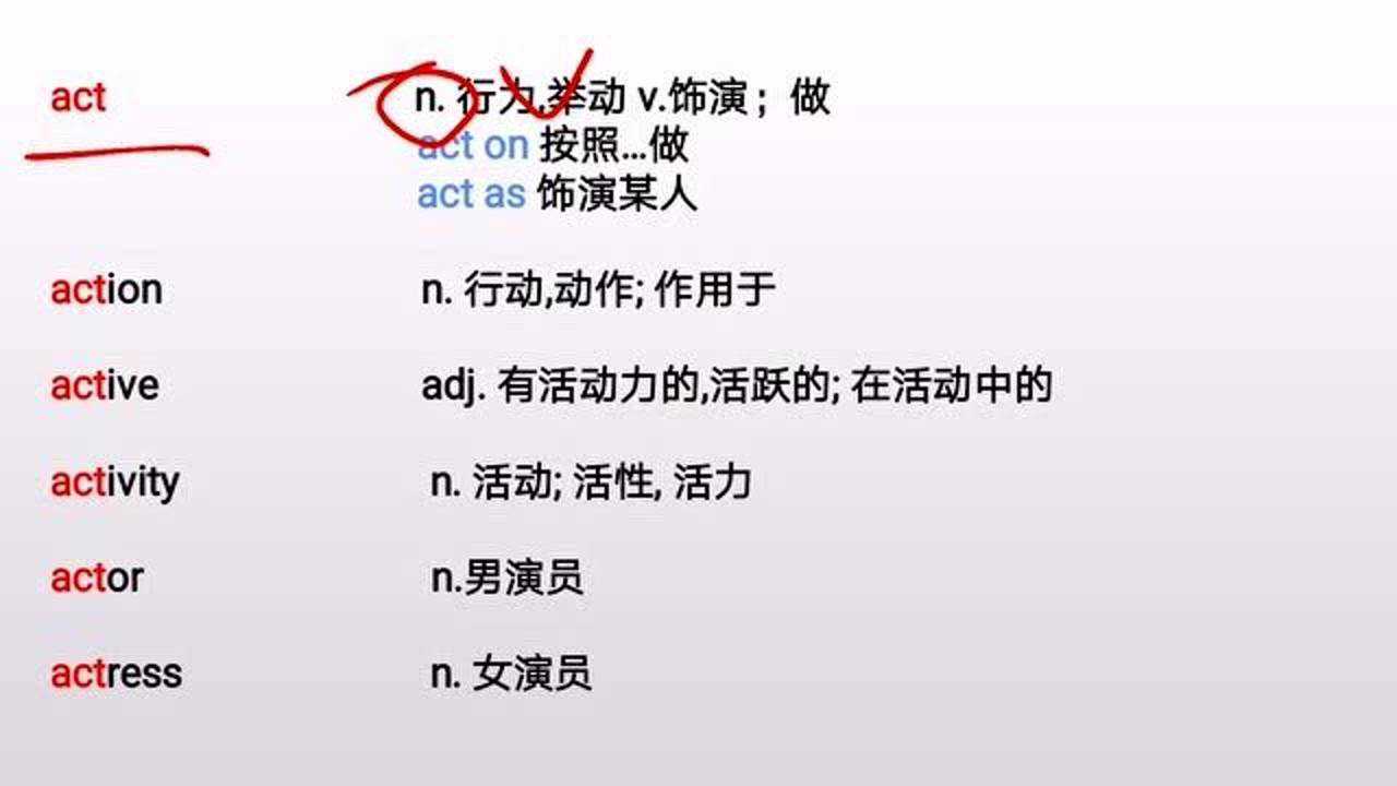 英语单词词根act的讲解