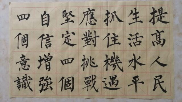 柳体楷书集字:坚定四个自信增强四个意识