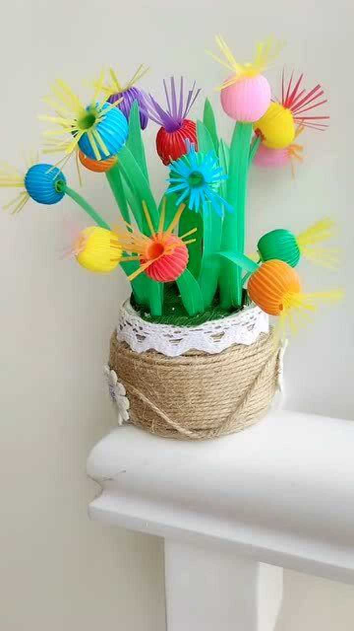 用吸管做的小灯笼,孩子又是幼儿园第一名