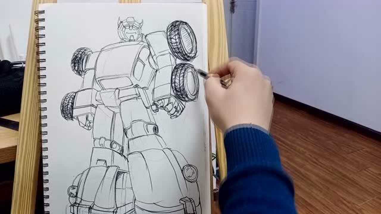 变形金刚怀旧系列铅笔画——大黄蜂