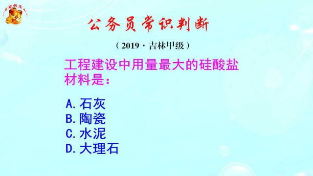 公务员常识判断,工程建设中用量最大的硅酸盐材料是什么?