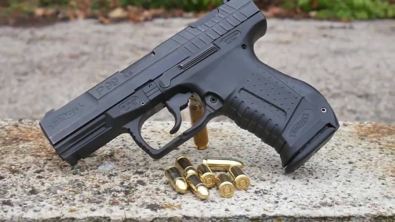 瓦尔特p99as半自动手枪,弹匣加弹6发,户外靶场射击测试