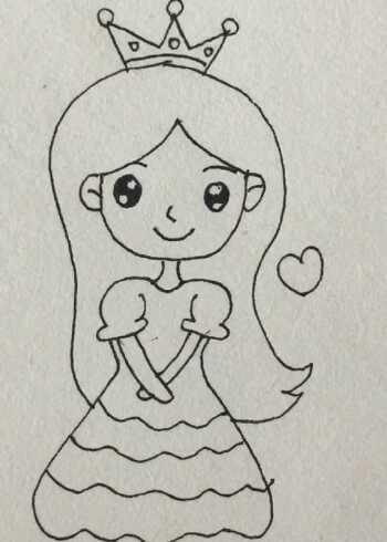 学画公主简笔画,快带着孩子来一起画