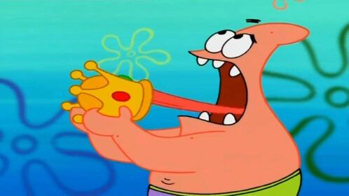 海绵宝宝:皇家卫士奖励派大星皇冠,他直接放到嘴里吃,太咯牙了