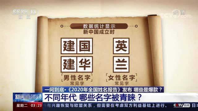 《2020年全国姓名报告》发布哪些是爆款? 不同年代 哪些名字被青睐?