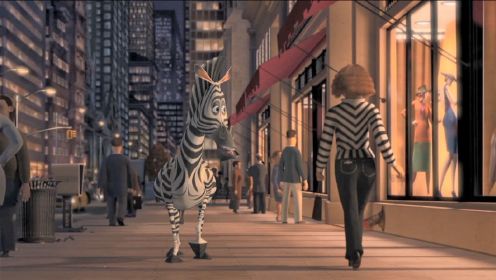 动画喜剧：一头斑马在纽约街头尴尬撞衫，逃出动物园只为前往原始森林