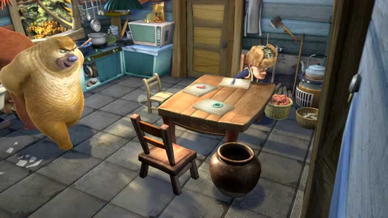 熊出没:熊大熊二真是该减肥了!一屁股把光头强家的椅子坐坏!