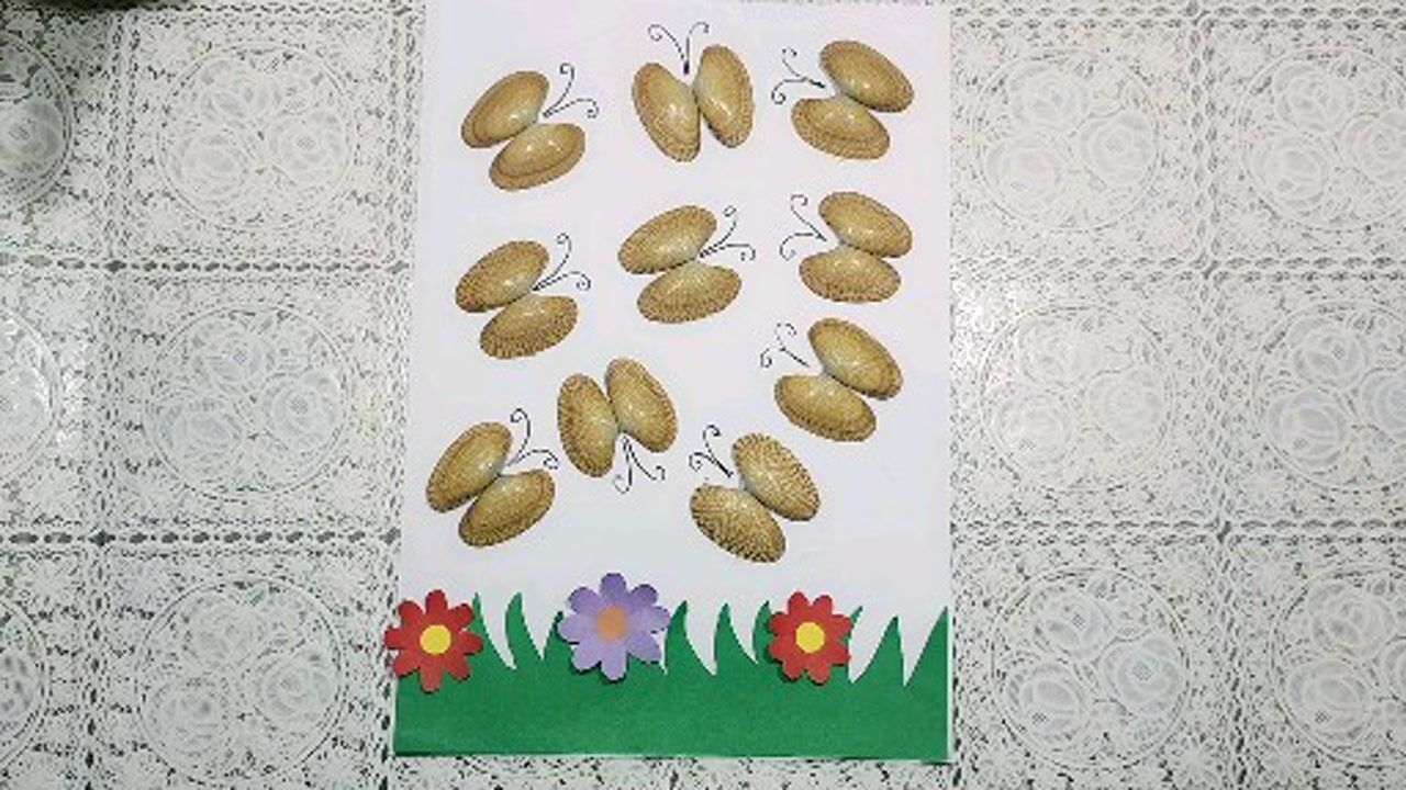 幼儿手工.用花甲壳做蝴蝶贴画_腾讯视频