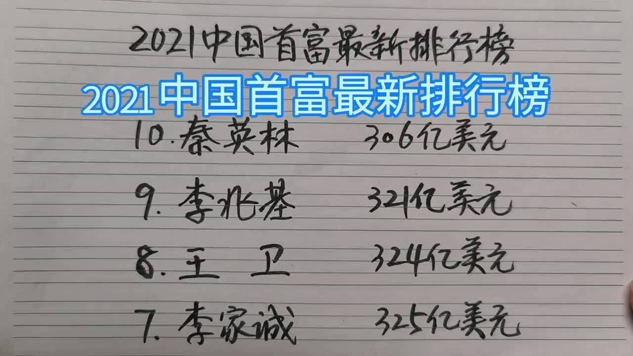 2021中国首富最新排行榜
