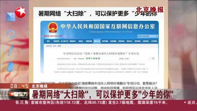 北京晚报:暑期网络“大扫除”,可以保护更多“少年的你”