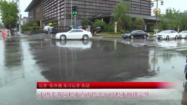 为西安排水速度点赞 大唐芙蓉园积水点雨停半小时积水抽排完毕