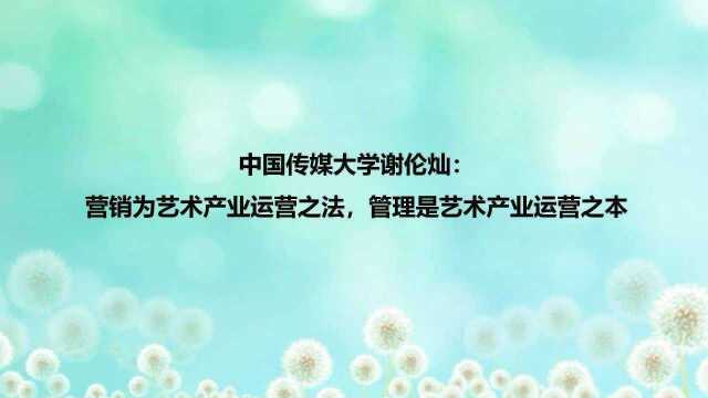 中国传媒大学谢伦灿:营销为艺术产业运营之法,管理是艺术产业运营之本