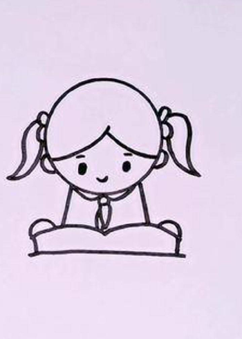 一步一步教你画读书的小女孩零基础学画画创意简笔画