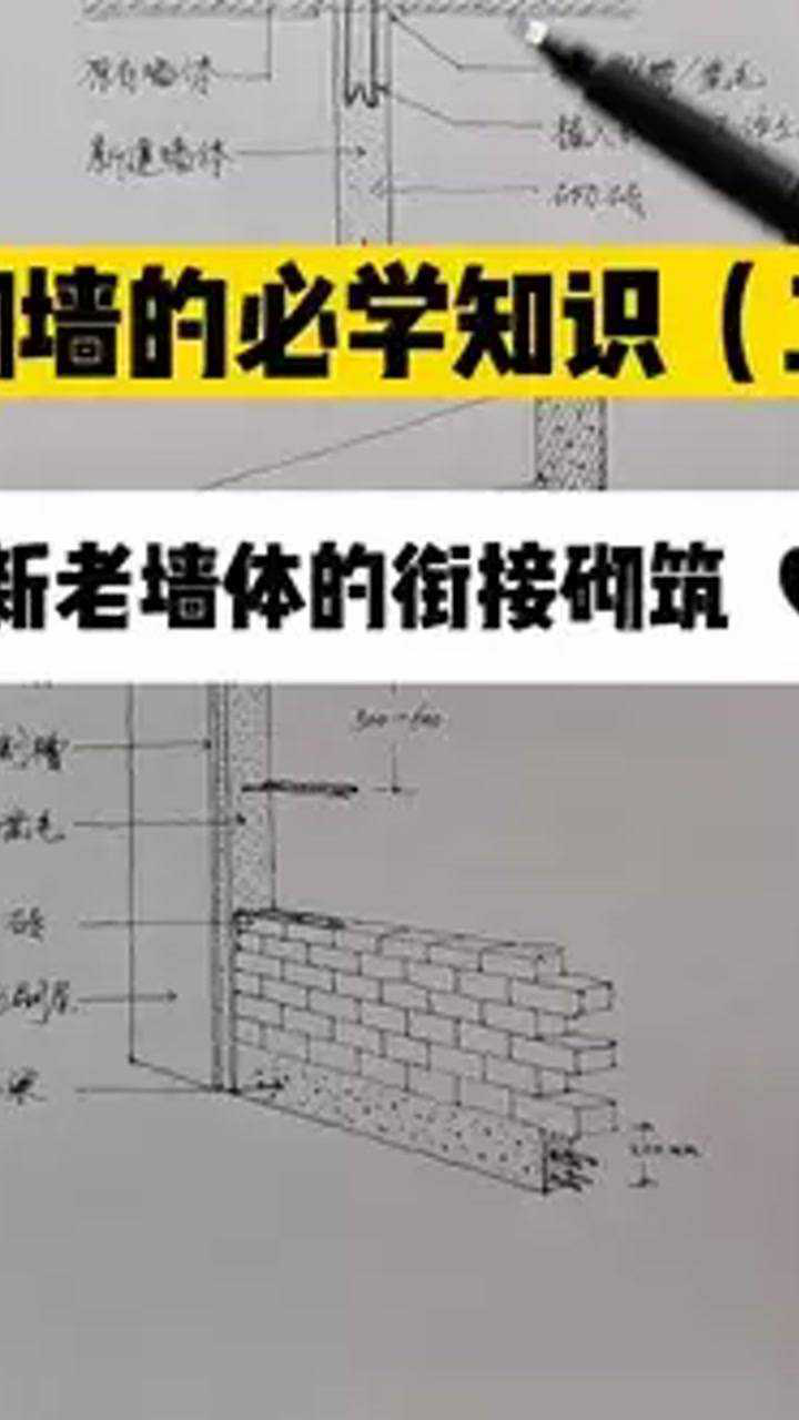 砌墙的必学知识(二)新老墙体的衔接砌筑#砌墙#施工工艺#室内设计_高清1080P在线观看平台_腾讯视频