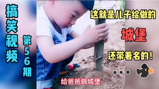 搞笑视频儿子说用沙子给我盖了个城堡还署了名,结果却气死人