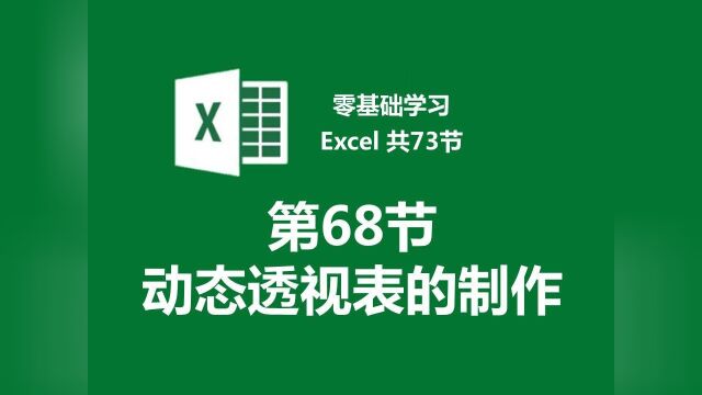 【零基础学习Excel 共73节】第68节 动态透视表的制作