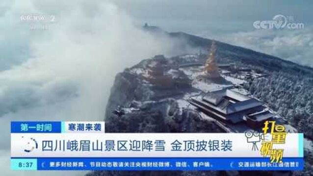 峨眉山景区迎降雪,金顶披银装,宛若冰雪“童话世界”