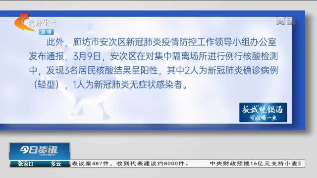 廊坊市安次区通报2例确诊病例,1例无症状感染者