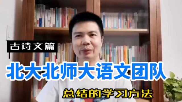 北大北师大语文团队总结的古诗文方法,值得关注