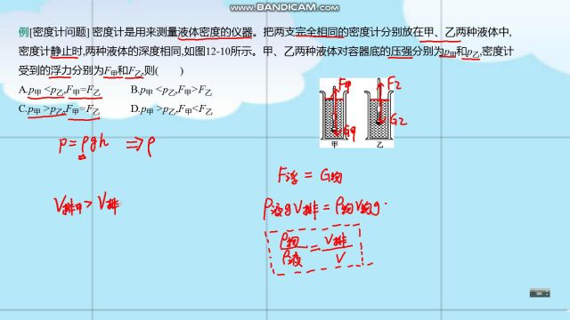 漂浮类密度计问题