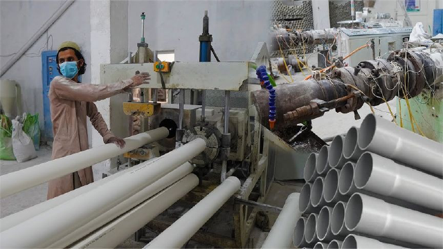 巴铁工厂制作"pvc水管"专业设备流水线制作,次品还可回收利用